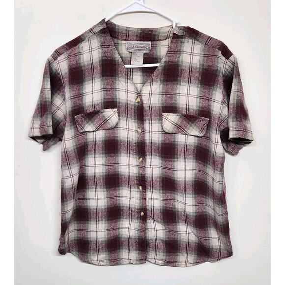 Silk Exchange 100% Silk Short Sleeve Button Down Shirt Woman's Large 1391 - Picture 1 of 7